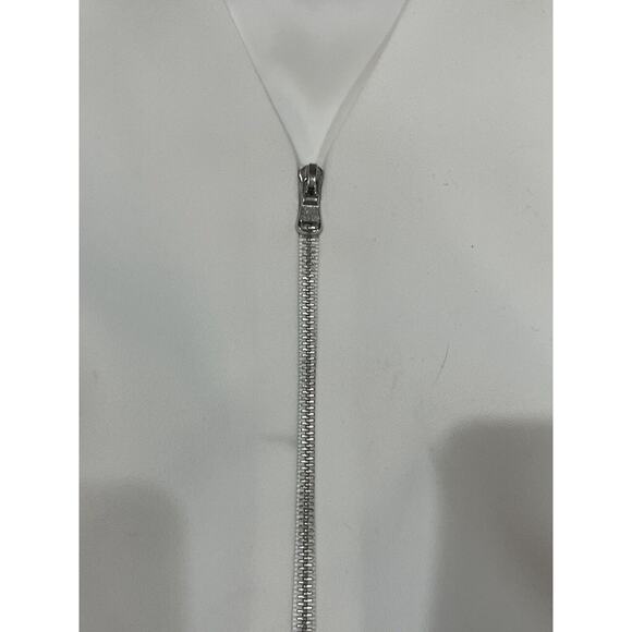 Trina Turk Women's Banning White Crepe Sleeveless V Neck Pockets Dress Sz 12-14 - Picture 9 of 10